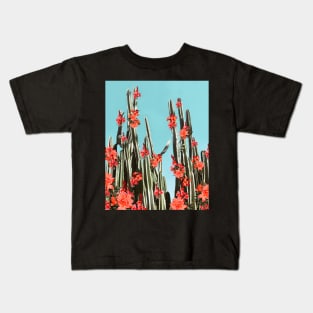 Cacti, Orange coral flowers, Modern art, Wall art, Print Kids T-Shirt